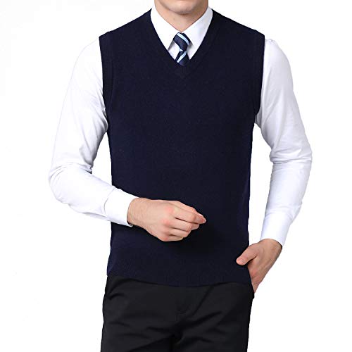 FULIER Hombre Invierno Sin Mangas con Cuello En V Chaleco Classic Business Gentleman Prendas De Punto De Punto Chaleco Suéter Cardigans Tank Tops