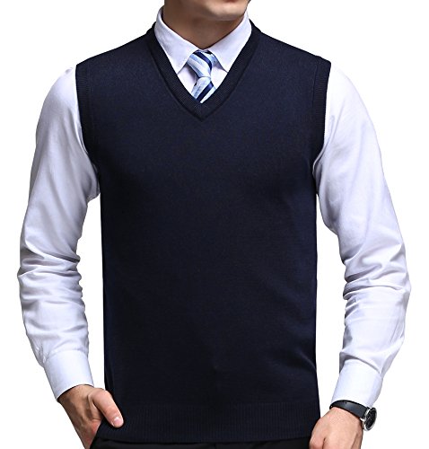 FULIER Hombre Invierno Sin Mangas con Cuello En V Chaleco Classic Business Gentleman Prendas De Punto De Punto Chaleco Suéter Cardigans Tank Tops