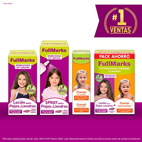 FullMarks Loción Antipiojos para Niños con Lendrera, sin Pesticidas, Inoloro e Incoloro - 100 ml