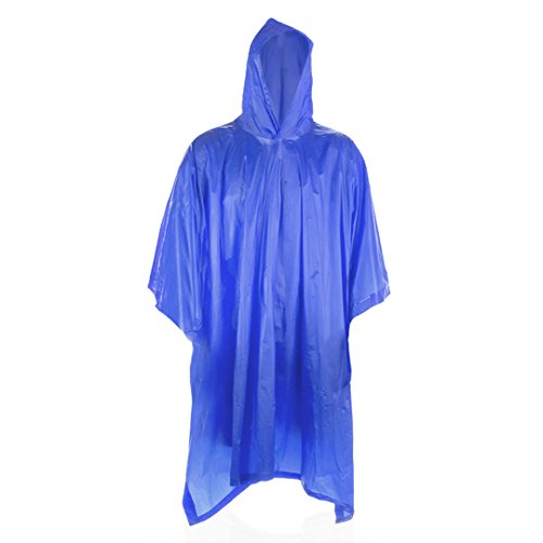 FUN FAN LINE - Poncho Impermeable Poncho Lluvia con Capucha Chubasquero Ideal para Motos (Talla única 125 x 100 cm) (Azul)