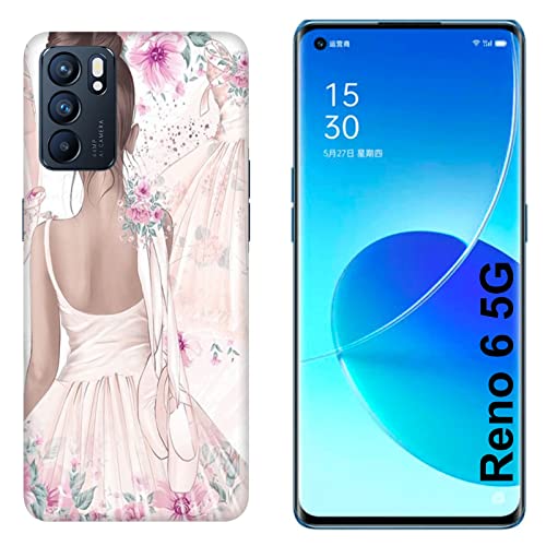 Funda Carcasa compatible con Oppo Reno 6 5G Baila que pasión bailarina con pantuflas / Imprimir también en los lados. / Teléfono Hard Snap en antideslizante anti-rayado resistente a los golpes ríg