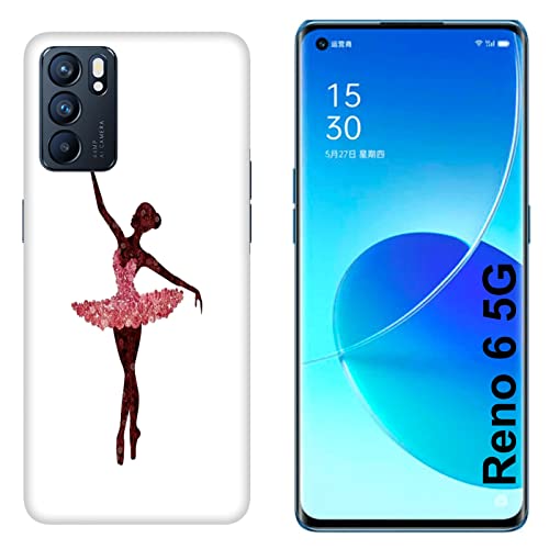 Funda Carcasa compatible con Oppo Reno 6 5G Baila que pasión bailarina con vestido de rosas / Imprimir también en los lados. / Teléfono Hard Snap en antideslizante anti-rayado resistente a los golp