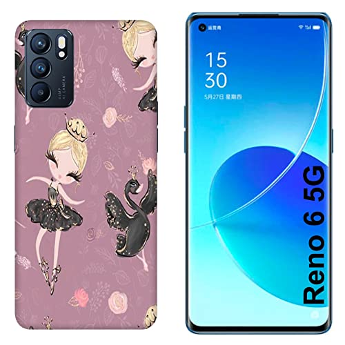 Funda Carcasa Compatible con OPPO Reno 6 5G Baila Que pasión Bailarina de niña con cisnes/Imprimir también en los Lados. / Teléfono Hard Snap en Antideslizante Anti-Rayado Resistente a los Golpe