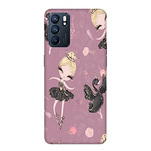 Funda Carcasa Compatible con OPPO Reno 6 5G Baila Que pasión Bailarina de niña con cisnes/Imprimir también en los Lados. / Teléfono Hard Snap en Antideslizante Anti-Rayado Resistente a los Golpe