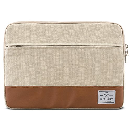 Funda MacBook Pro 13/MacBook Air (2018) Sleeve Beige - Johnny Urban de Lona Bolso para MacBook Air (2018)/Pro 13, DELL y Muchos Otros Modelos 11" 11.6" 12 Pulgadas Notebook maletín de Lona de algodón