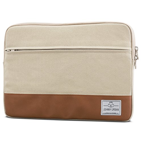 Funda MacBook Pro 13/MacBook Air (2018) Sleeve Beige - Johnny Urban de Lona Bolso para MacBook Air (2018)/Pro 13, DELL y Muchos Otros Modelos 11" 11.6" 12 Pulgadas Notebook maletín de Lona de algodón