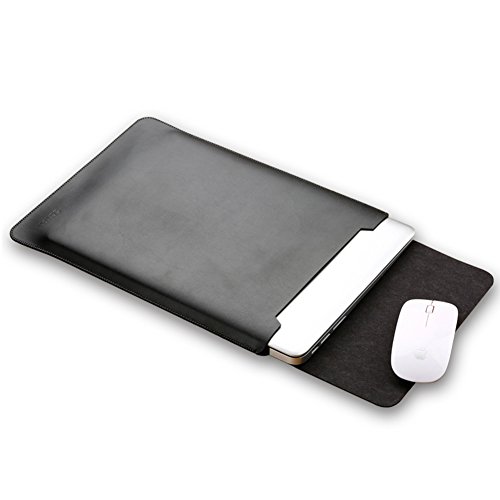 Funda para MacBook de microfibra, cuero, fina, de lujo, alfombrilla para ratón integrada, para MacBook Air 13,3 pulgadas MacBook Pro 13,3" MacBook Pro y Pro Retina 13,3 pulgadas, Negro