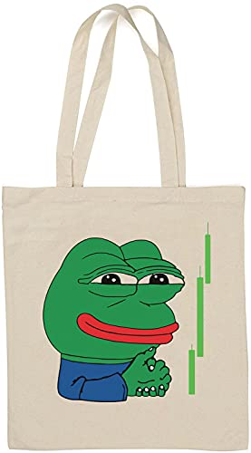 Funny Stock Trader Pepe The Frog Meme Art Bolso Tote de algodón Natural Blanco One Size