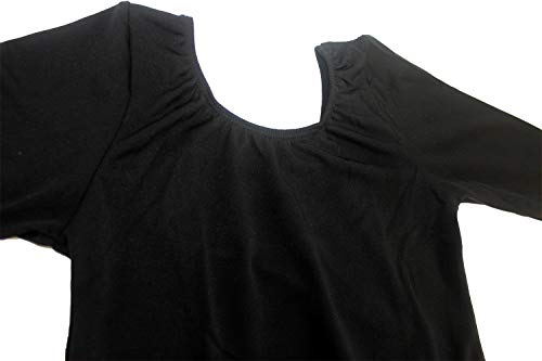 furein Maillot de Danza Ballet Gimnasia Leotardo Body Clásico Elástico para Niña de Manga Larga Cuello Redondo (10 años, Negro)