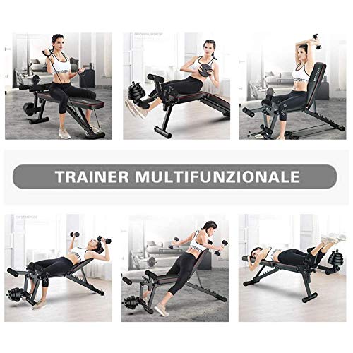 FZYE Banco de Pesas Ajustable Entrenamiento de Cuerpo Completo Banco de Pesas Plegable Inclinado Plegable con Pesas y Barra para Ejercicios de Gimnasio en casa inclinación/de