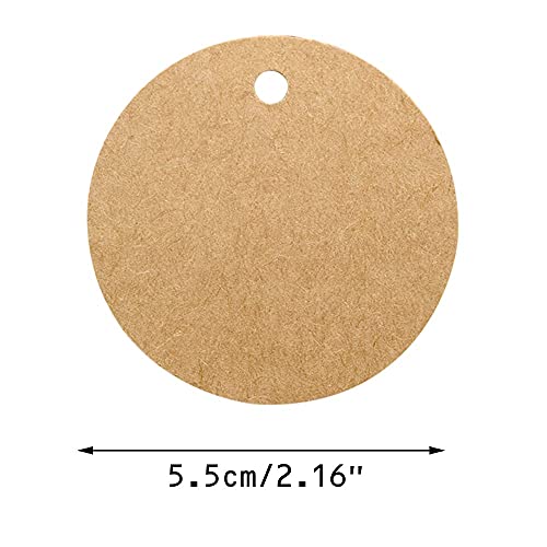 G2PLUS 200PCS Etiquetas Kraft Etiquetas Etiquetas de Regalo 5.5x5.5cm Etiqueta Redonda Etiqueta de Navidad para Bodas,Cumpleaños y Navidad,con 30M de Cordel de Yute