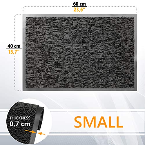 GadHome Felpudo de Entrada, Antracita Negra 39x58 cm |Alfombra Exterior para Puerta, Impermeable, Lavable para Atrapar Suciedad para Recibidor|Alfombrilla Antideslizante, Pasillo, Cocina, Dormitorio