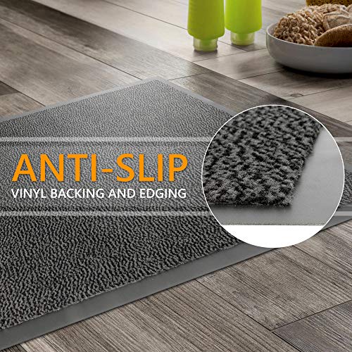 GadHome Felpudo de Entrada, Antracita Negra 39x58 cm |Alfombra Exterior para Puerta, Impermeable, Lavable para Atrapar Suciedad para Recibidor|Alfombrilla Antideslizante, Pasillo, Cocina, Dormitorio