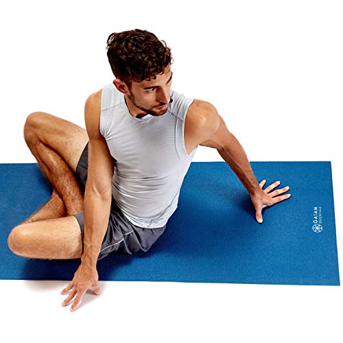 Gaiam Essentials Premium - Esterilla de yoga con soporte para esterilla de yoga, color morado, 72 pulgadas de largo x 24 pulgadas de ancho x 1/4 pulgadas de grosor