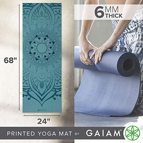 Gaiam Esterilla de yoga con impresión premium, niagra, 6 mm