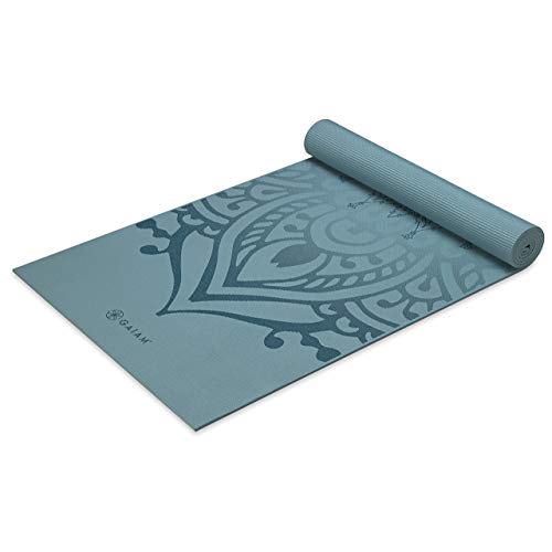 Gaiam Esterilla de yoga con impresión premium, niagra, 6 mm