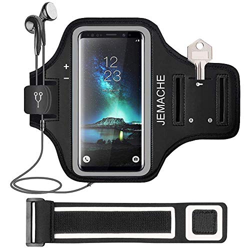 Galaxy S20 S10 S9 S8 Running Brazalete, JEMACHE Deportivo Correr Móvil Brazo Banda Funda para Samsung Galaxy S20/S10/S9/S8/S7 Edge (Negro)