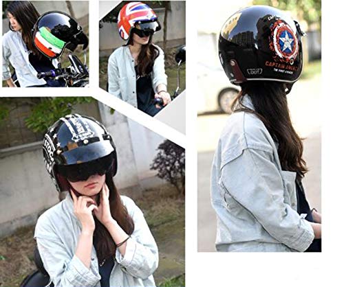 GAOZHE Casco Moto Abierto, Casco Moto Jet Vintage Casco Moto Jet ECE Homologado Casco,Moto Abierto Custom Visera Scooter para Mujer Hombre Adultos