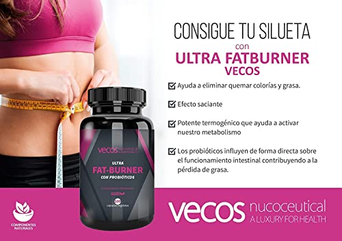 Garcinia Cambogia con L-Carnitina y Té Verde - Ultra Fat Burner - Con Probióticos Intestinales para Favorecer la Digestión - Efecto Saciante y Termogénico - Complemento Alimenticio