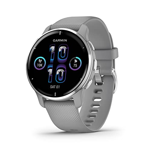 Garmin Venu 2 Plus Reloj Inteligente Pantalla AMOLED, Adultos Unisex, Gris Plata, 43mm