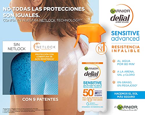 GARNIER DELIAL Sensitive Advanced - Leche Solar para Pieles Claras, Sensibles e Intolerantes al Sol, IP50+, Multicolor - 300 ml