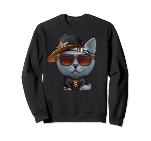 Gato Azul Ruso Hip-Hop Super Star Sudadera