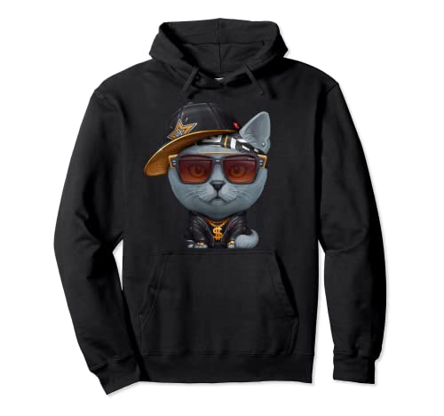 Gato Azul Ruso Hip-Hop Super Star Sudadera con Capucha