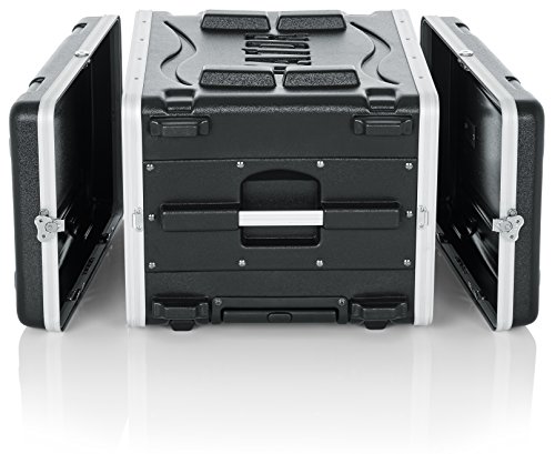 Gator Moldeado PE 6U Case rack 19.25 pulgadas con mango delantero / trasero Rails / Tirar / empotrada Ruedas y bloqueo, 6 U