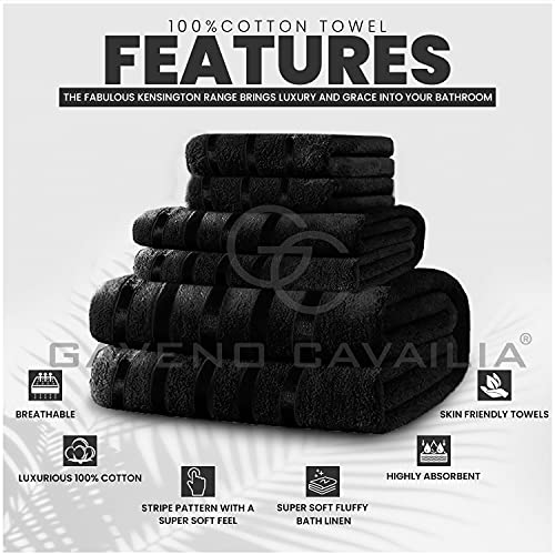 Gaveno Cavailia Toallas de Lujo Resistentes a la decoloración, Extra absorbentes, 100% algodón Egipcio Hilado en Anillo, Juego de baño de 500 g/m², Negro, 2 Unidades