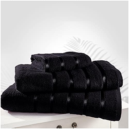 Gaveno Cavailia Toallas de Lujo Resistentes a la decoloración, Extra absorbentes, 100% algodón Egipcio Hilado en Anillo, Juego de baño de 500 g/m², Negro, 2 Unidades