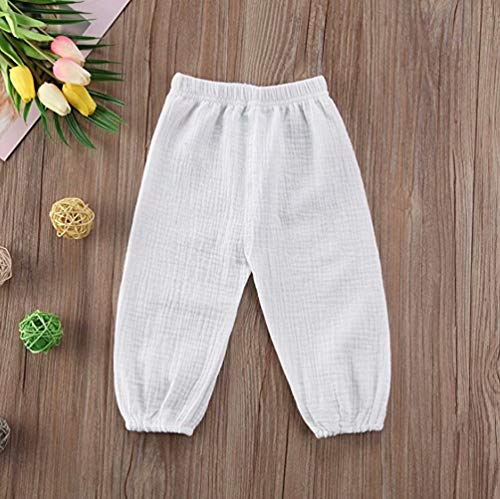 Geagodelia Baby Boy Girl Primavera Otoño Ropa gemelo niño bebé niño pequeño bebé pantalones harem elásticos (6 m – 4T) Blanco blanco 3-4 Años