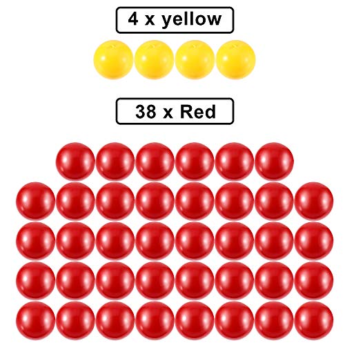 Gejoy 42 Piezas de Canicas de Reemplazo de Juego 2 Conjuntos de Bolas de Reemplazo de Juego Compatibles con Hipopótamos Hambre Hambre, 38 Bolas Rojas y 4 Bola Amarillas