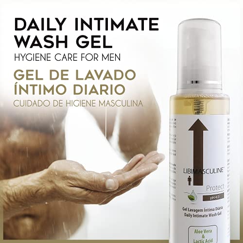 Gel de Higiene Intima Hombre con PH 4.0 – Acido Láctico + Aloe Vera + Lactobacillus + Aceites Esenciales – Suaviza hidrata y calma la piel de la zona intima del hombre – 200 ml