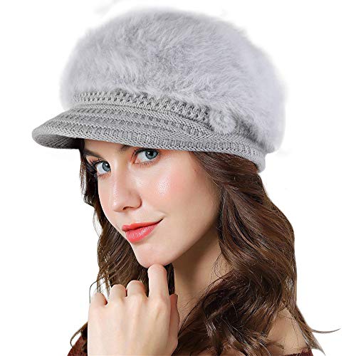 Genfien Sombrero para Mujer Boina de Punto Gorro Vendedor de Periódicos Grueso Elegante Ligero Crochet Vintage Moda Vida Cotidiana Otoño Invierno