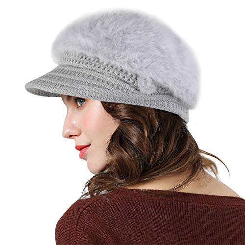 Genfien Sombrero para Mujer Boina de Punto Gorro Vendedor de Periódicos Grueso Elegante Ligero Crochet Vintage Moda Vida Cotidiana Otoño Invierno