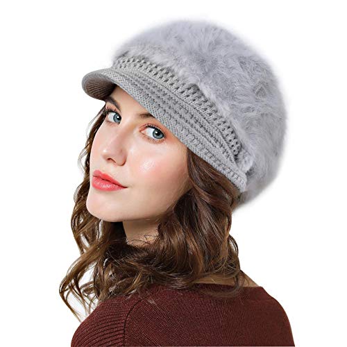 Genfien Sombrero para Mujer Boina de Punto Gorro Vendedor de Periódicos Grueso Elegante Ligero Crochet Vintage Moda Vida Cotidiana Otoño Invierno