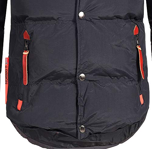 Geographical Norway - Chaqueta acolchada de invierno para hombre, con capucha (Negro, M)