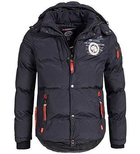 Geographical Norway - Chaqueta acolchada de invierno para hombre, con capucha (Negro, M)