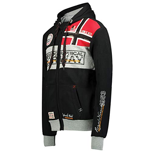 Geographical Norway Flyer - Sudadera con Capucha Y Bolsillo Canguro Hombre - Sudadera con Logo Estilo Hombres - Sudaderas Cómoda De Invierno (Negro, XXL)