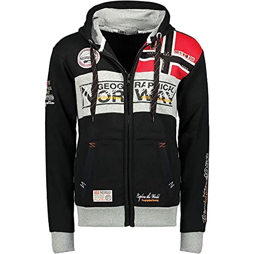 Geographical Norway Flyer - Sudadera con Capucha Y Bolsillo Canguro Hombre - Sudadera con Logo Estilo Hombres - Sudaderas Cómoda De Invierno (Negro, XXL)