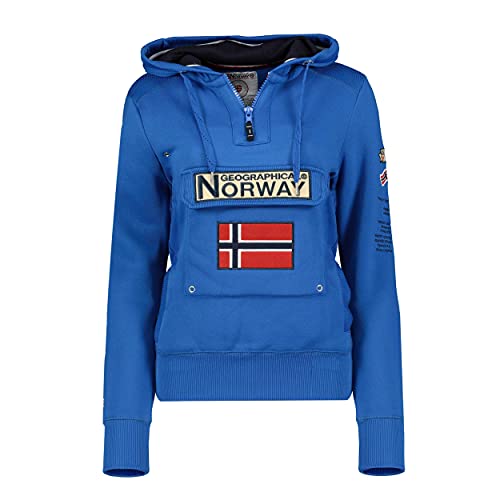 Geographical Norway GYMCLASS Lady - Sudadera Mujer Bolsillos Kangaroo - Sudadera Caliente Mujer - Suéter Abrigos Manga Larga - Hoodie Tops Casual Abrigo Estilo Azul Real M - Talla 2