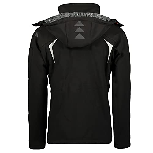 Geographical Norway TECHNO MEN - Chaqueta Softshell Impermeable Hombres - Capucha Hombre Transpirable Exteriores - Chaqueta Invierno Viento - Actividades Ideales Para Exteriores (NEGRO L)