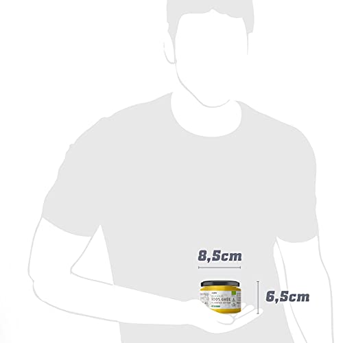 Ghee Orgánico de HSN | 100% Mantequilla Clarificada BIO de Vaca | Con Certificado Ecológico de la Unión Europea | Procedente de vacas alimentadas con pasto | No GMO | Sin Sal ni Lactosa | 200 gr