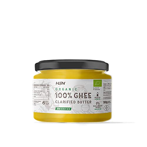 Ghee Orgánico de HSN | 100% Mantequilla Clarificada BIO de Vaca | Con Certificado Ecológico de la Unión Europea | Procedente de vacas alimentadas con pasto | No GMO | Sin Sal ni Lactosa | 200 gr