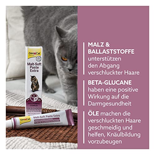 GimCat Malt-Soft Extra, pasta con malta- Anti-Hairball snack para gatos favorece la excreción de bolas de pelo (1 x 50 g)