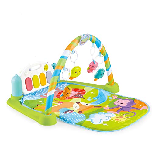 Gimnasio de bebé, multifunción, 5 en 1, piano para bebés y niños de 3 meses + 4 niveles de juego, gimnasio, música, sonidos, luces, suave alfombrilla fácilmente lavable (arco iris)