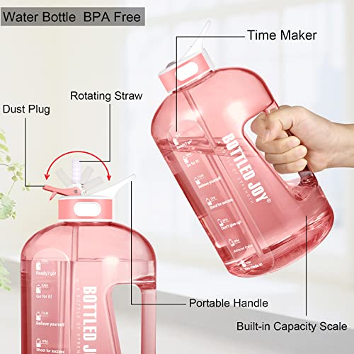 Glaxcidy Botella de Agua Deportiva, 1,5L BOTTLED JOY Botella Agua con Pajita, Water Bottle con Marcador de Tiempo para Medir la Ingesta Diaria De agua, sin BPA para Athletic, Gimnasio, Oficina