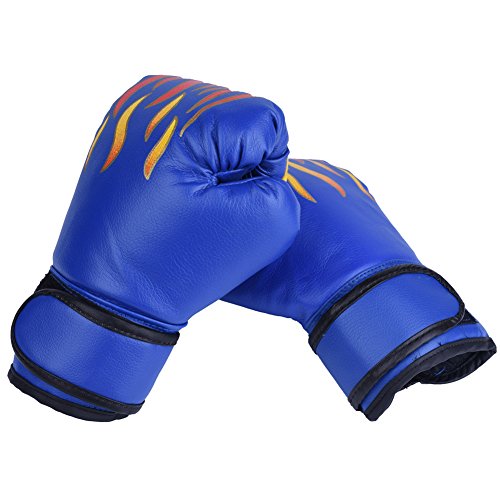 GLOGLOW 3 colores PU niños guantes de boxeo niños dibujos animados MMA Sparring guantes de entrenamiento Muay Thai Sparring guantes de entrenamiento (azul)