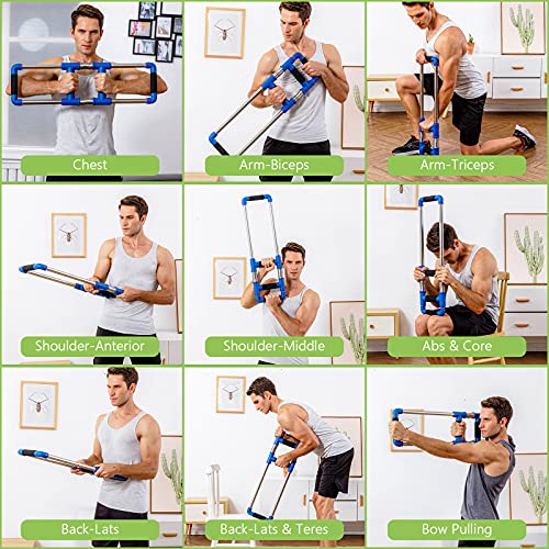 GOFITNESS Barra de Presión Push Down – Máquina para Fortalecer Pectorales – Barras de Presión de Muelle para Ejercitar Brazos - Portátil para Ejercitarse en Casa, Viajes o Exteriores