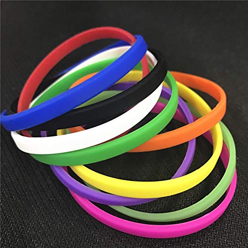 Gogo 100 Pulseras de Silicona Personalizada, Pulsera Elastica de Multicolor, Brazalete de Goma, Brazalete Deportivo - Colores Mezclados